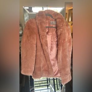 Pink ASOS faux fur jacket